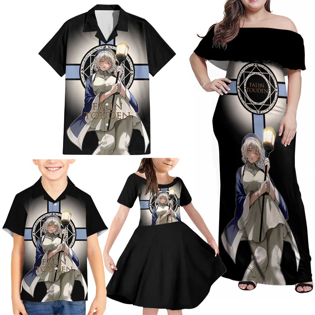 Falin Touden Lightbearer Family Matching Off Shoulder Maxi Dress and Hawaiian Shirt Fantasy Anime Illustration Style