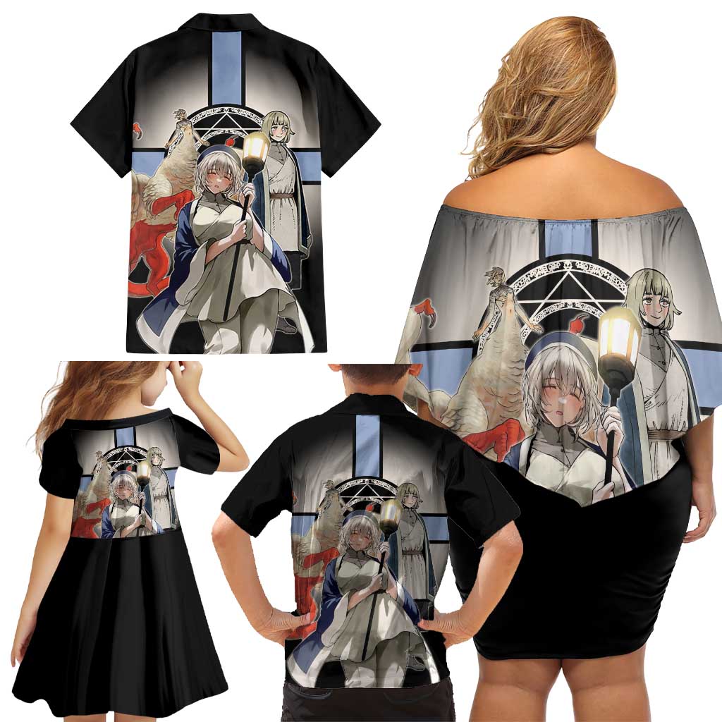 Falin Touden Lightbearer Family Matching Off Shoulder Short Dress and Hawaiian Shirt Fantasy Anime Illustration Style
