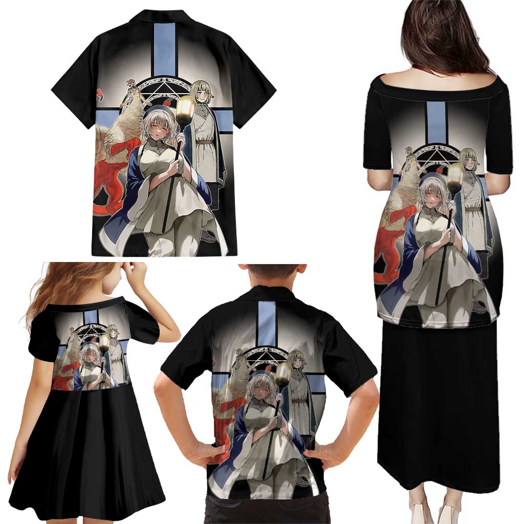 Falin Touden Lightbearer Family Matching Puletasi and Hawaiian Shirt Fantasy Anime Illustration Style