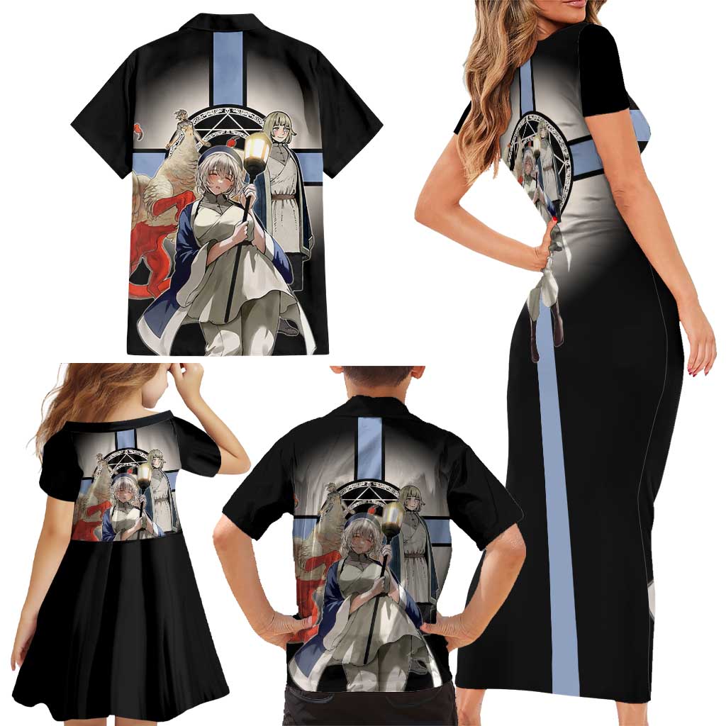 Falin Touden Lightbearer Family Matching Short Sleeve Bodycon Dress and Hawaiian Shirt Fantasy Anime Illustration Style