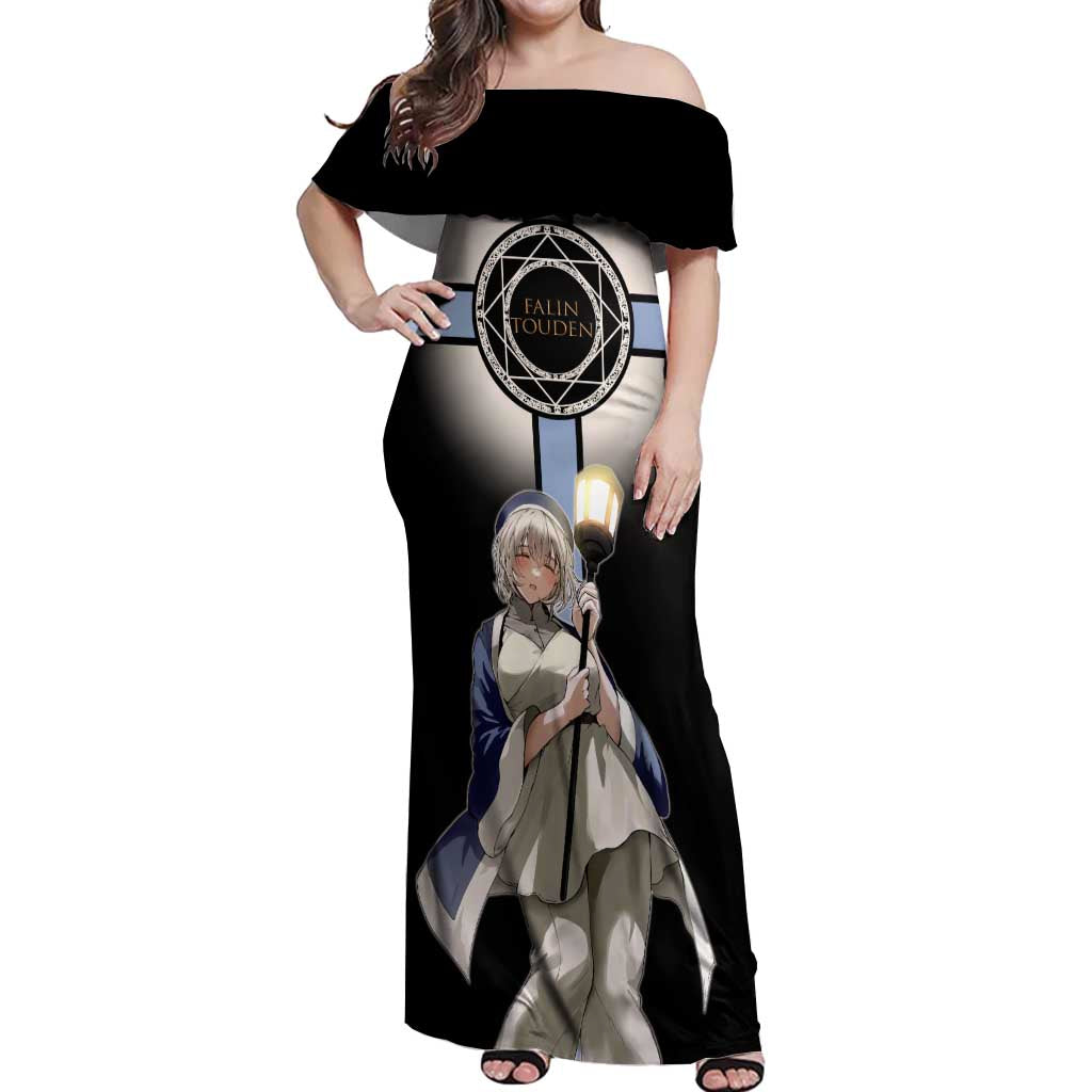 Falin Touden Lightbearer Off Shoulder Maxi Dress Fantasy Anime Illustration Style