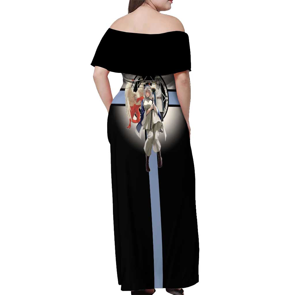 Falin Touden Lightbearer Off Shoulder Maxi Dress Fantasy Anime Illustration Style