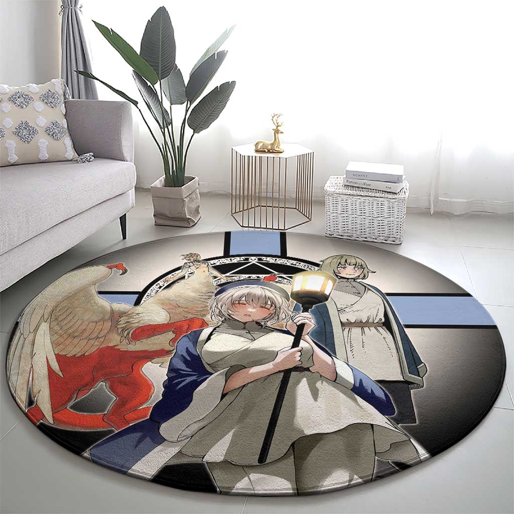 Falin Touden Lightbearer Round Carpet Fantasy Anime Illustration Style