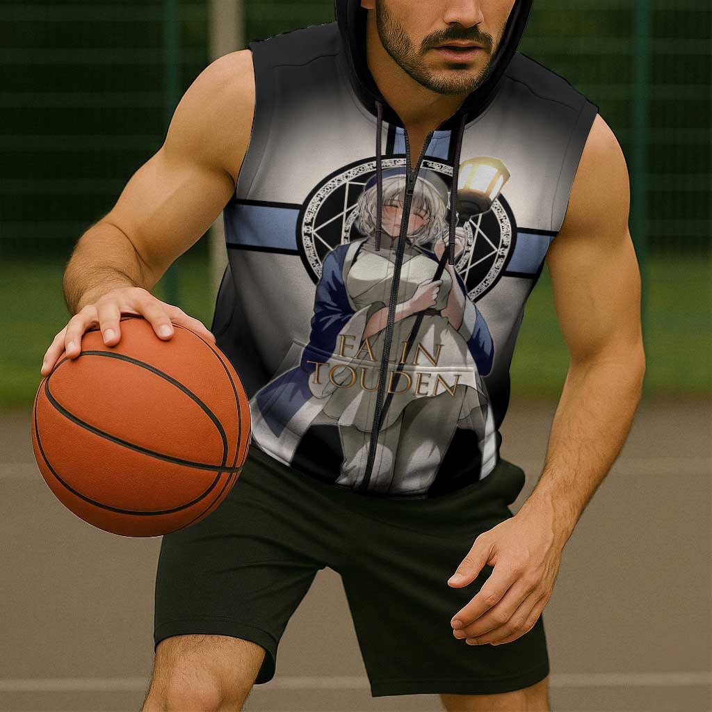 Falin Touden Lightbearer Sleeveless Zip Hoodie Fantasy Anime Illustration Style