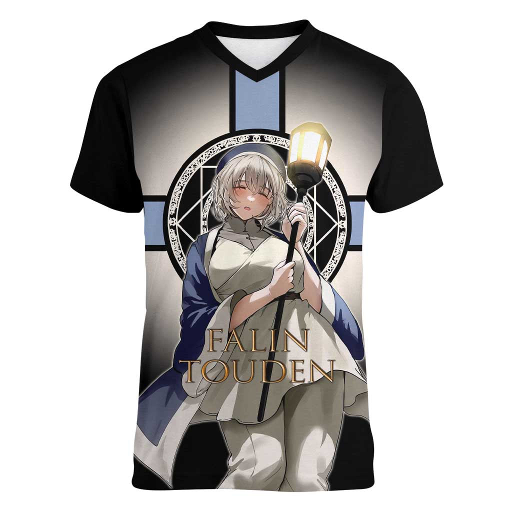 Falin Touden Lightbearer Women V-Neck T-Shirt Fantasy Anime Illustration Style