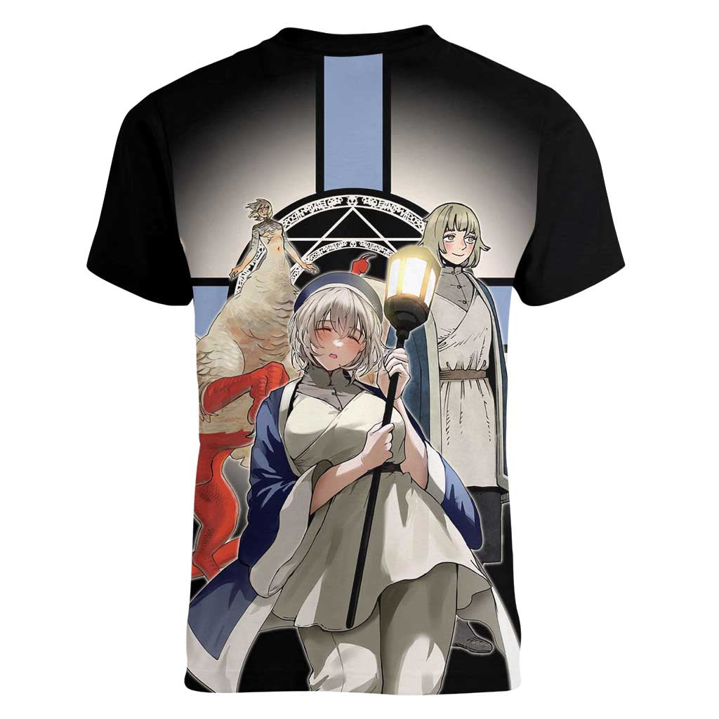 Falin Touden Lightbearer Women V-Neck T-Shirt Fantasy Anime Illustration Style