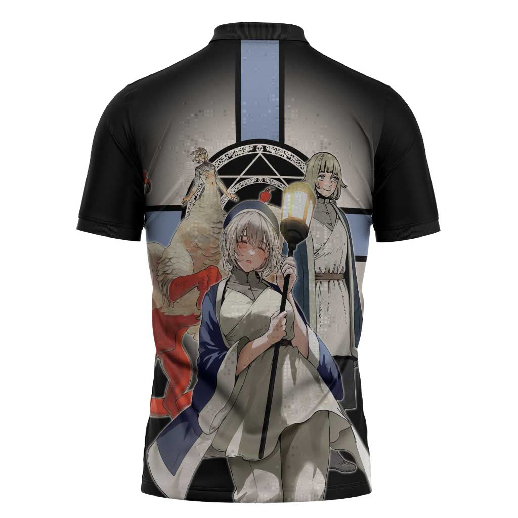 Falin Touden Lightbearer Zipper Polo Shirt Fantasy Anime Illustration Style