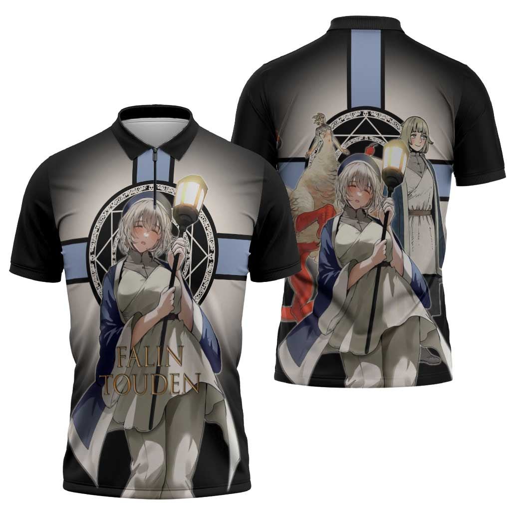 Falin Touden Lightbearer Zipper Polo Shirt Fantasy Anime Illustration Style