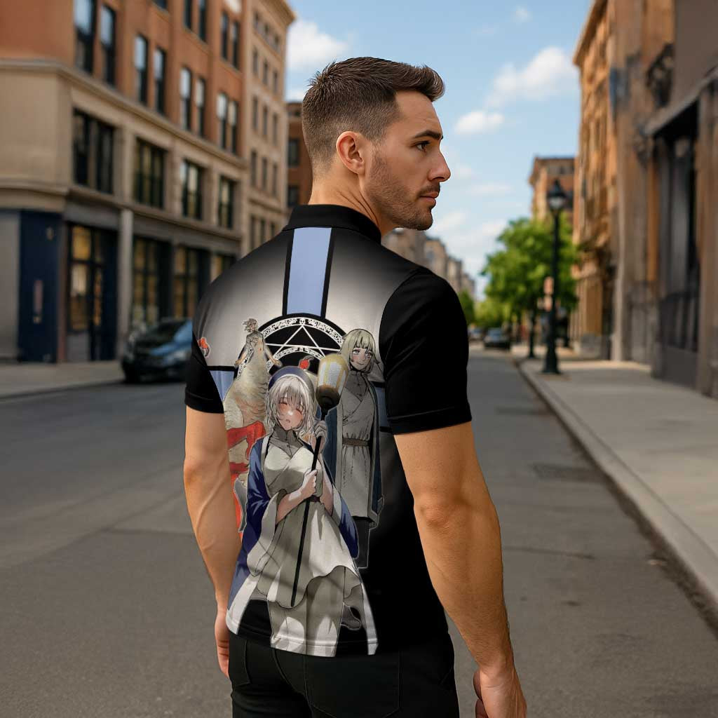 Falin Touden Lightbearer Zipper Polo Shirt Fantasy Anime Illustration Style