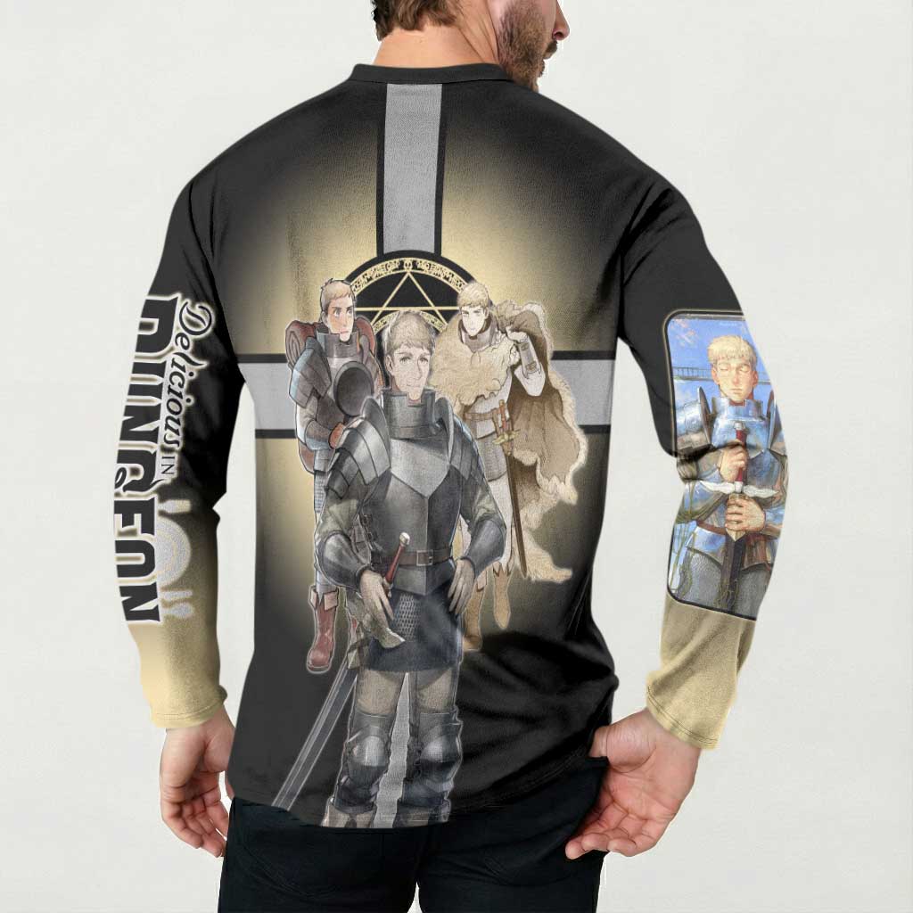 Laios Touden Dungeon Knight Button Sweatshirt Fantasy Anime Illustration Style