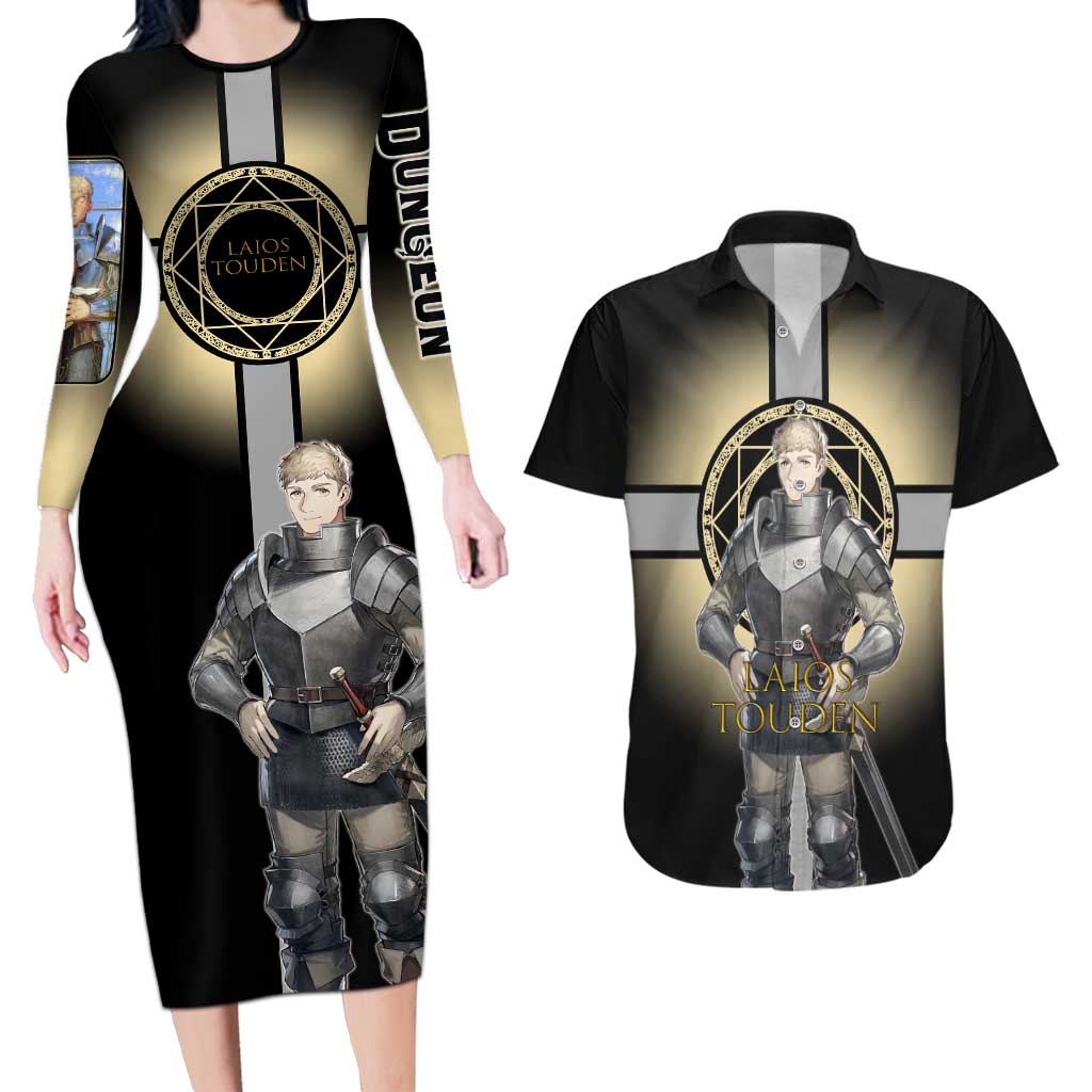 Laios Touden Dungeon Knight Couples Matching Long Sleeve Bodycon Dress and Hawaiian Shirt Fantasy Anime Illustration Style