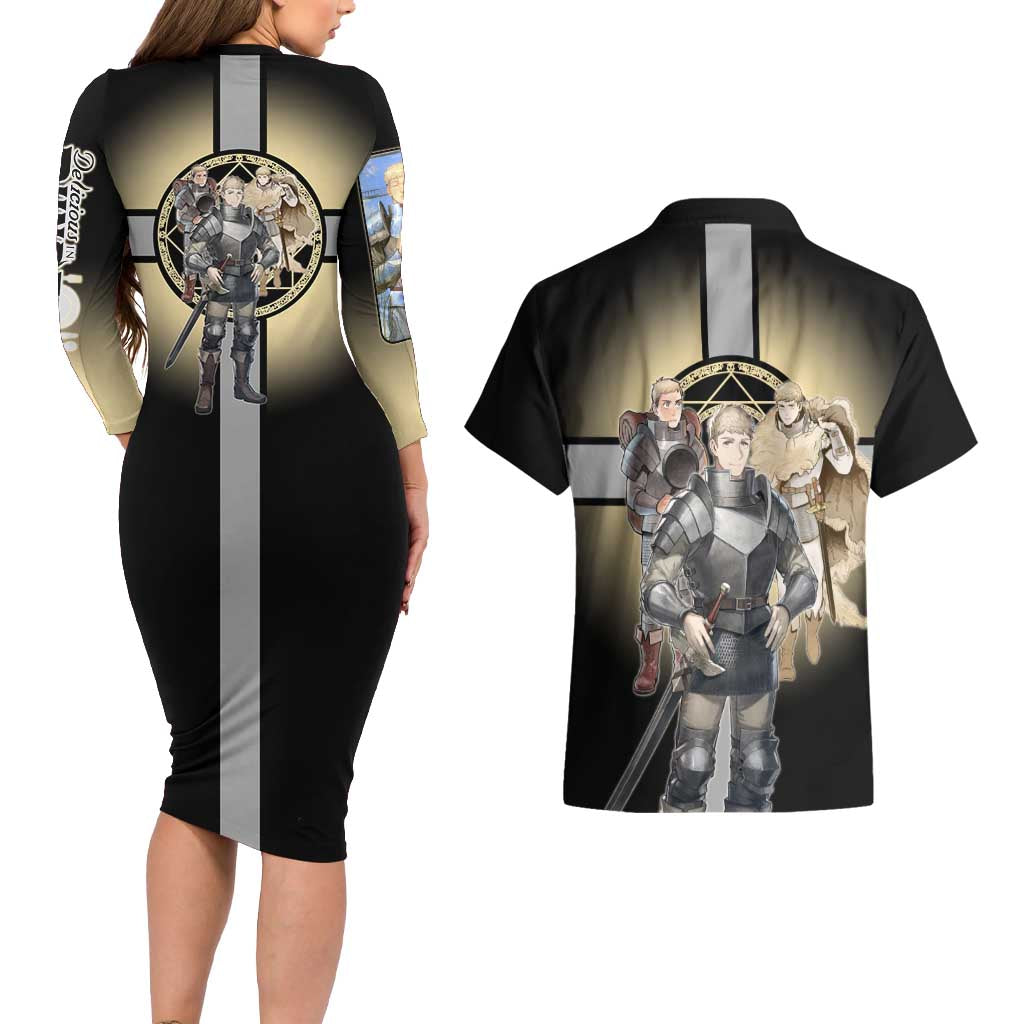 Laios Touden Dungeon Knight Couples Matching Long Sleeve Bodycon Dress and Hawaiian Shirt Fantasy Anime Illustration Style