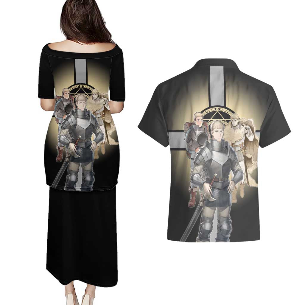 Laios Touden Dungeon Knight Couples Matching Puletasi and Hawaiian Shirt Fantasy Anime Illustration Style