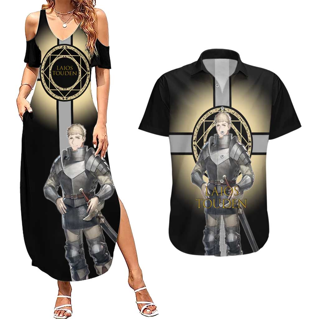 Laios Touden Dungeon Knight Couples Matching Summer Maxi Dress and Hawaiian Shirt Fantasy Anime Illustration Style