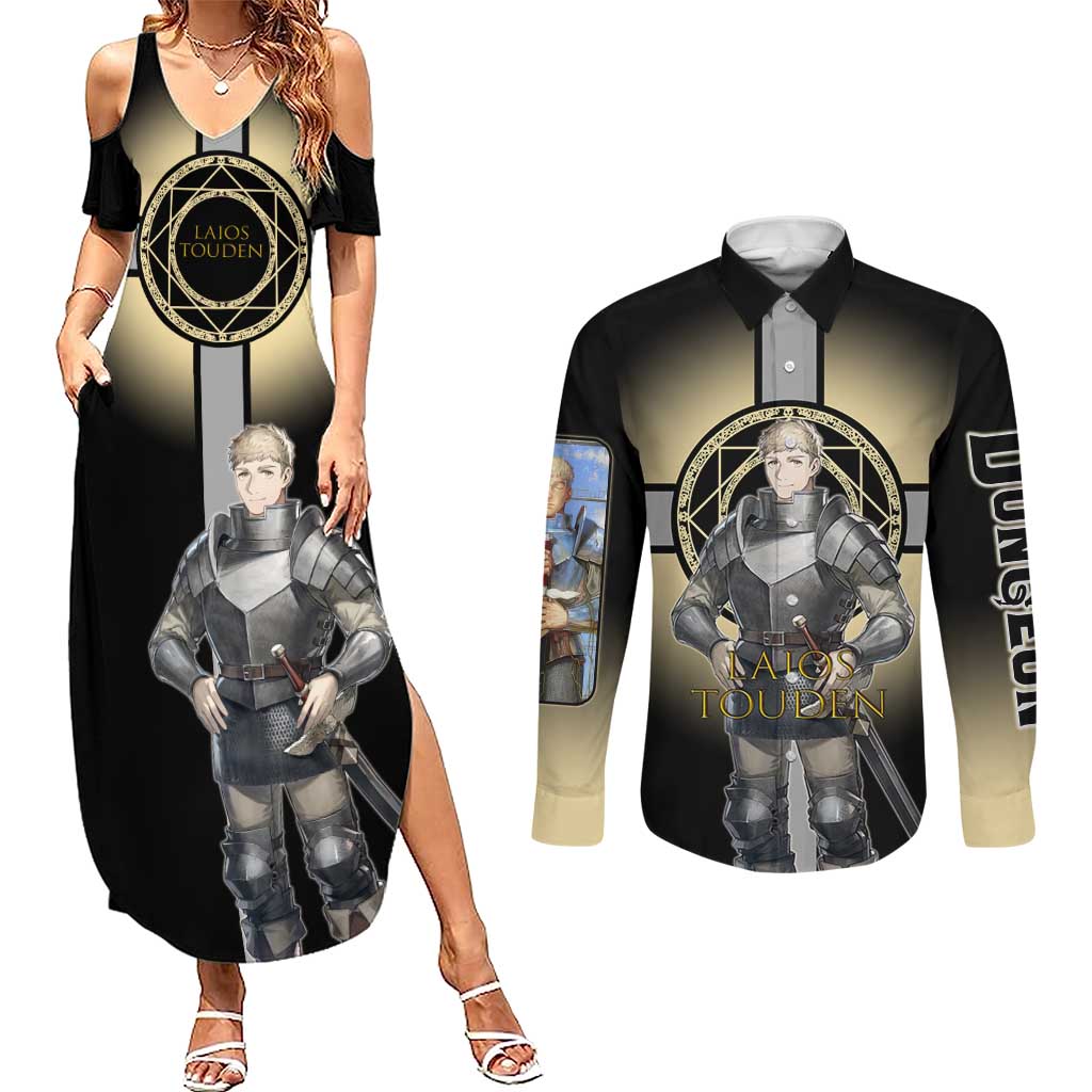 Laios Touden Dungeon Knight Couples Matching Summer Maxi Dress and Long Sleeve Button Shirt Fantasy Anime Illustration Style