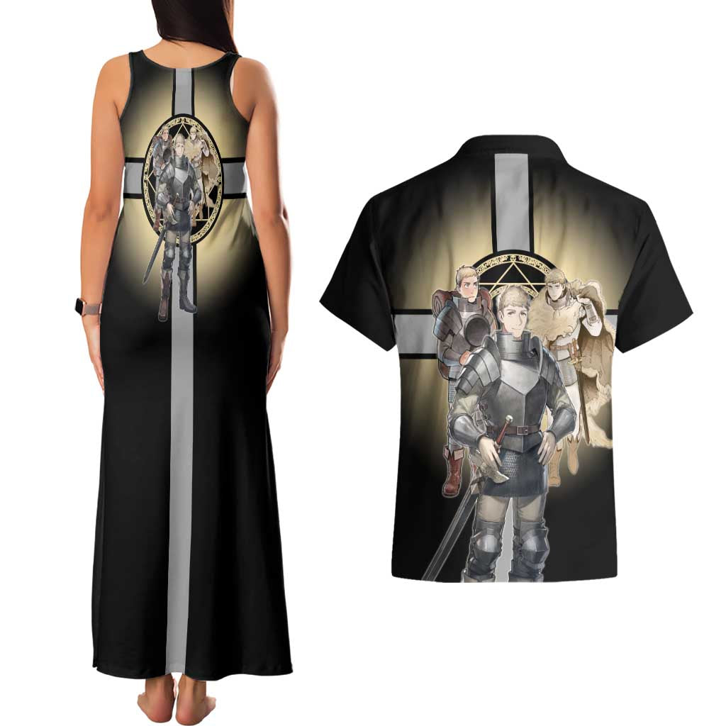 Laios Touden Dungeon Knight Couples Matching Tank Maxi Dress and Hawaiian Shirt Fantasy Anime Illustration Style
