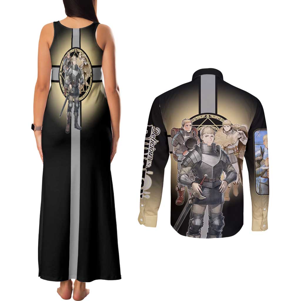 Laios Touden Dungeon Knight Couples Matching Tank Maxi Dress and Long Sleeve Button Shirt Fantasy Anime Illustration Style