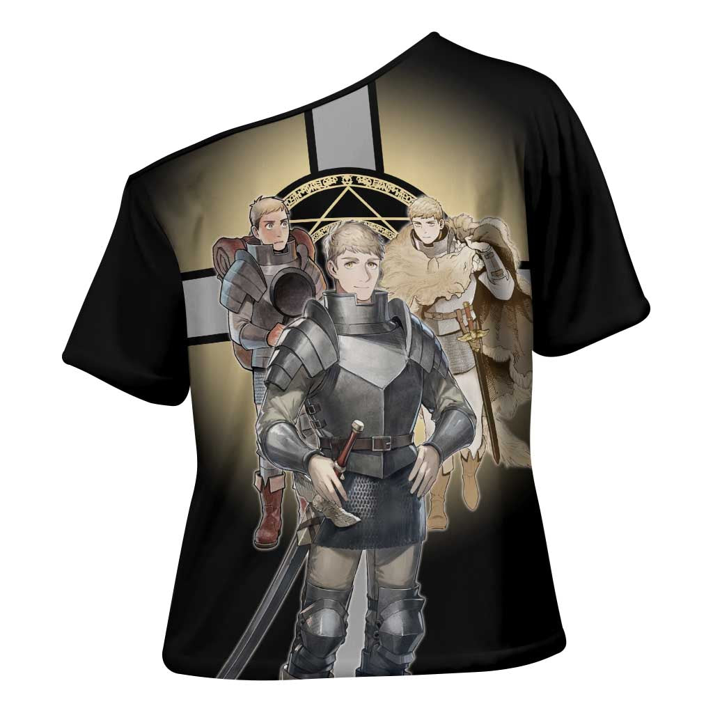 Laios Touden Dungeon Knight Cross Shoulder Shirt Fantasy Anime Illustration Style
