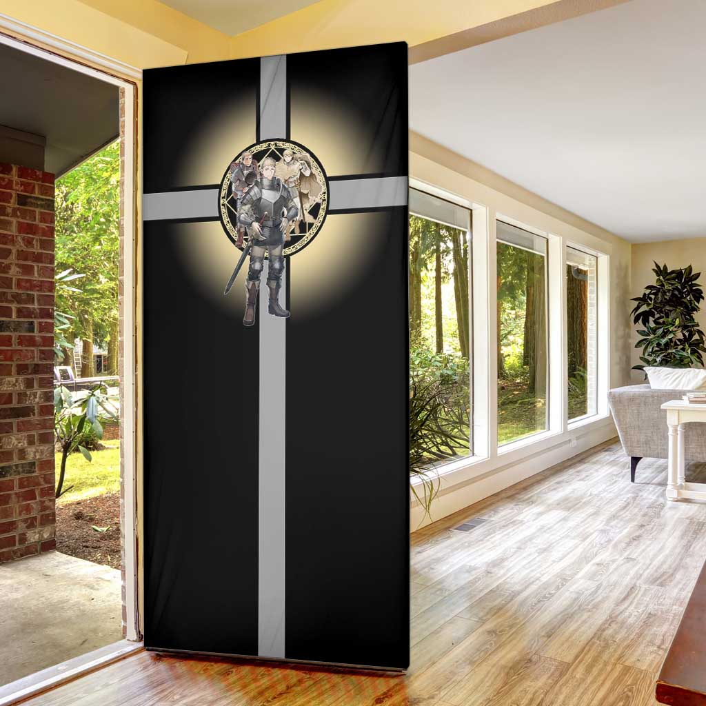 Laios Touden Dungeon Knight Door Cover Fantasy Anime Illustration Style