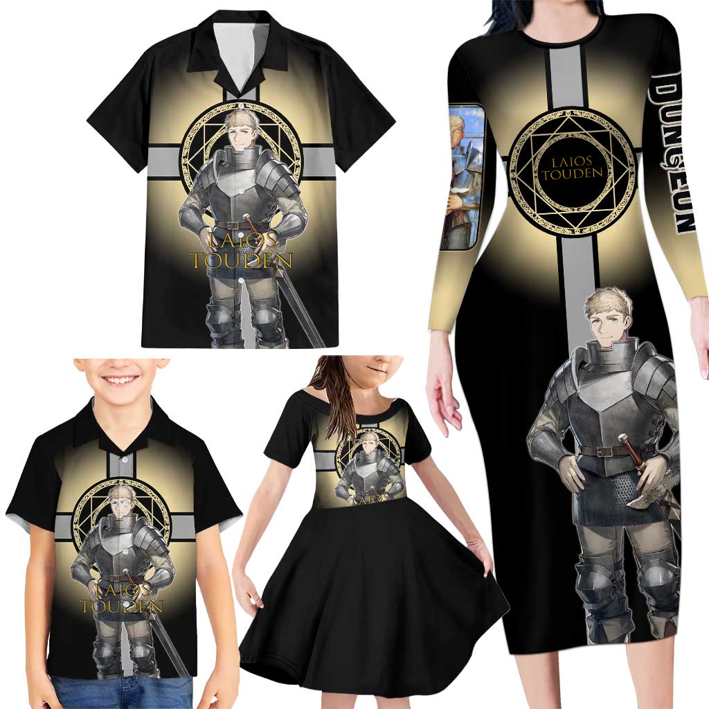 Laios Touden Dungeon Knight Family Matching Long Sleeve Bodycon Dress and Hawaiian Shirt Fantasy Anime Illustration Style