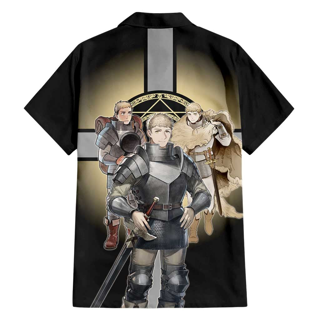 Laios Touden Dungeon Knight Family Matching Off Shoulder Short Dress and Hawaiian Shirt Fantasy Anime Illustration Style
