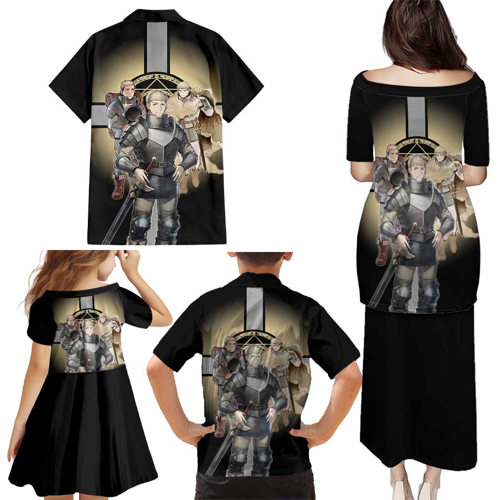 Laios Touden Dungeon Knight Family Matching Puletasi and Hawaiian Shirt Fantasy Anime Illustration Style