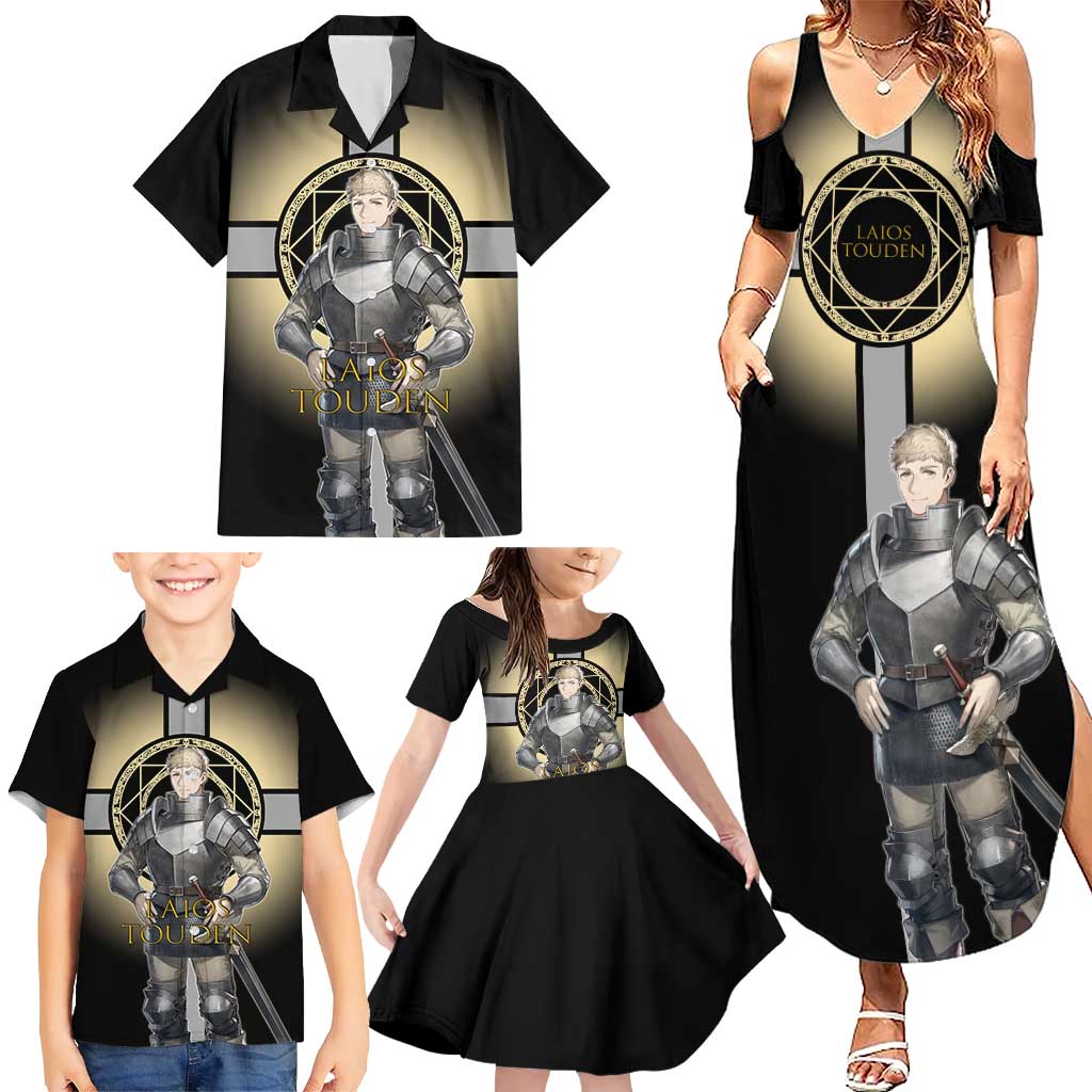 Laios Touden Dungeon Knight Family Matching Summer Maxi Dress and Hawaiian Shirt Fantasy Anime Illustration Style