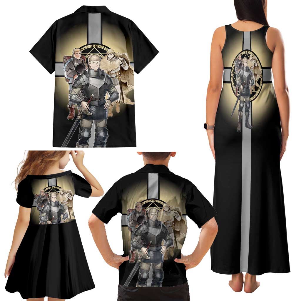 Laios Touden Dungeon Knight Family Matching Tank Maxi Dress and Hawaiian Shirt Fantasy Anime Illustration Style