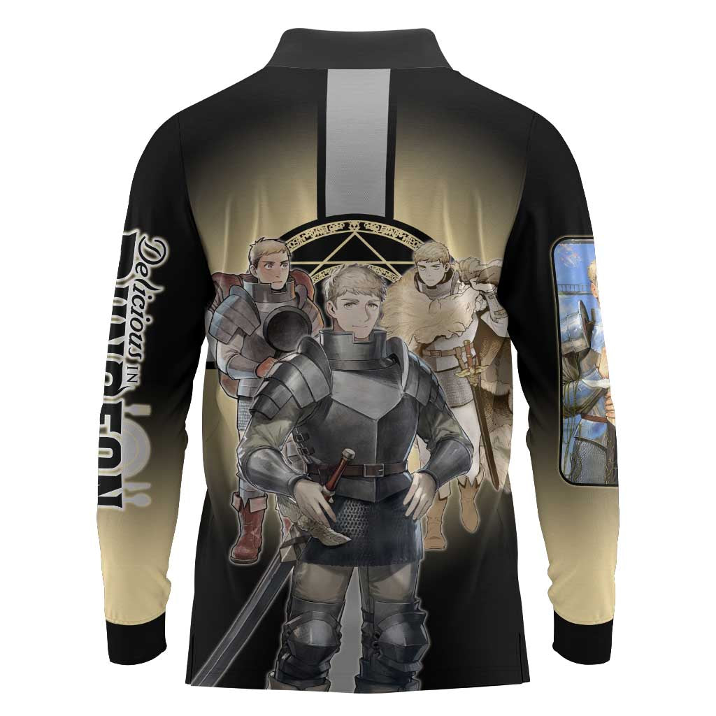 Laios Touden Dungeon Knight Long Sleeve Polo Shirt Fantasy Anime Illustration Style