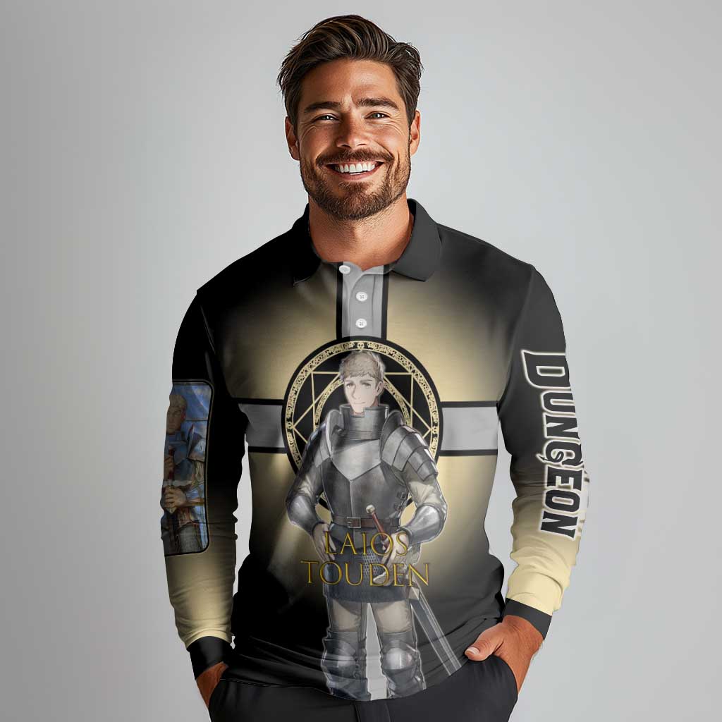 Laios Touden Dungeon Knight Long Sleeve Polo Shirt Fantasy Anime Illustration Style