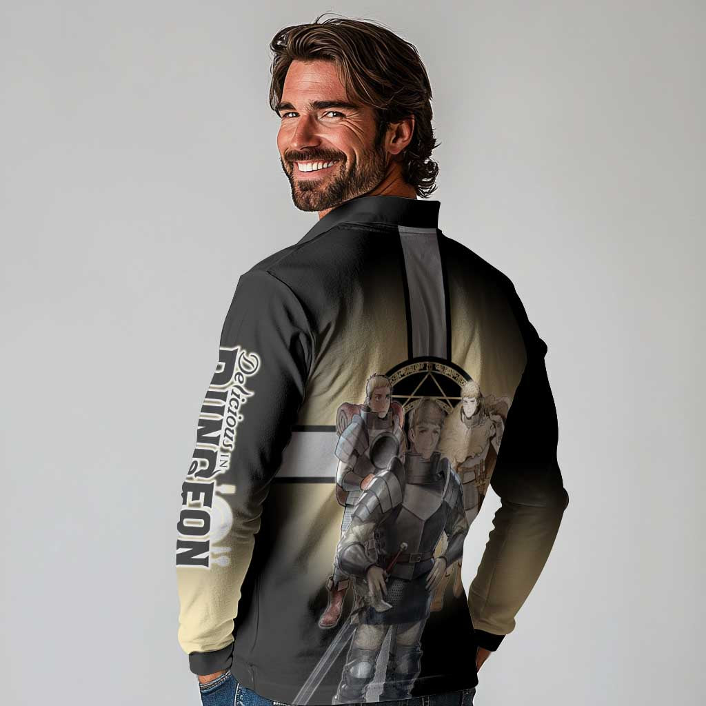 Laios Touden Dungeon Knight Long Sleeve Polo Shirt Fantasy Anime Illustration Style