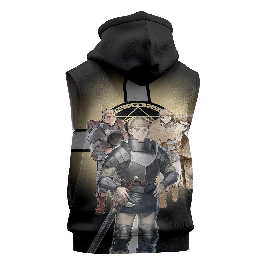 Laios Touden Dungeon Knight Sleeveless Hoodie Fantasy Anime Illustration Style