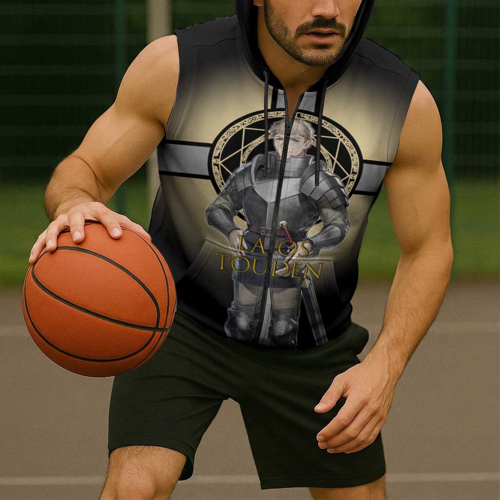 Laios Touden Dungeon Knight Sleeveless Zip Hoodie Fantasy Anime Illustration Style