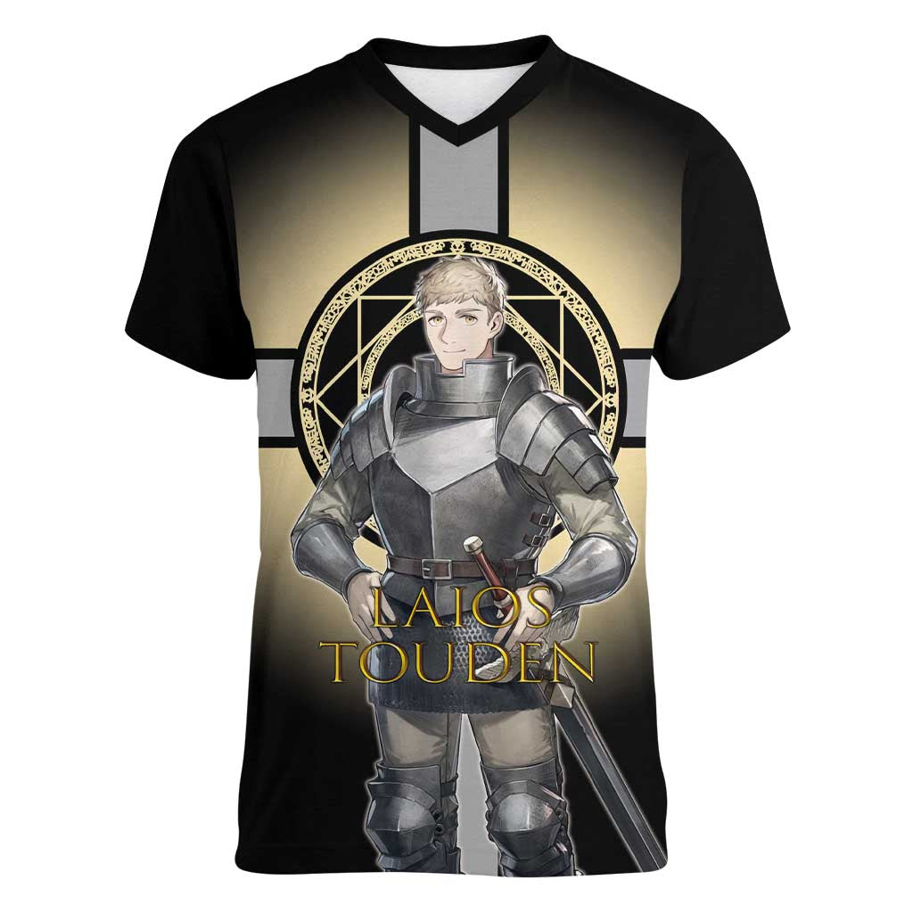 Laios Touden Dungeon Knight Women V-Neck T-Shirt Fantasy Anime Illustration Style