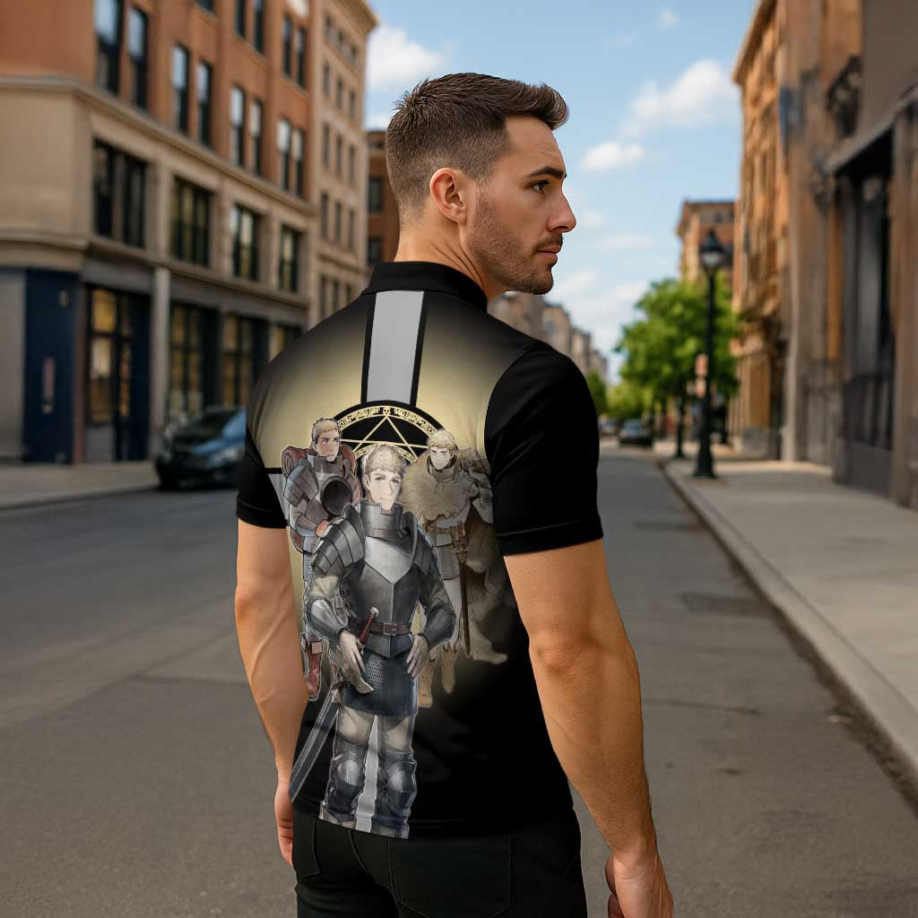 Laios Touden Dungeon Knight Zipper Polo Shirt Fantasy Anime Illustration Style