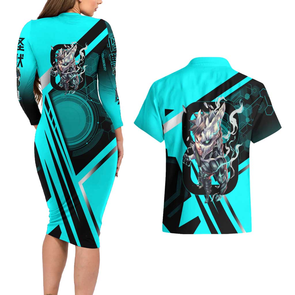 Hibino Kafka Couples Matching Long Sleeve Bodycon Dress and Hawaiian Shirt Futuristic Tech Anime Style