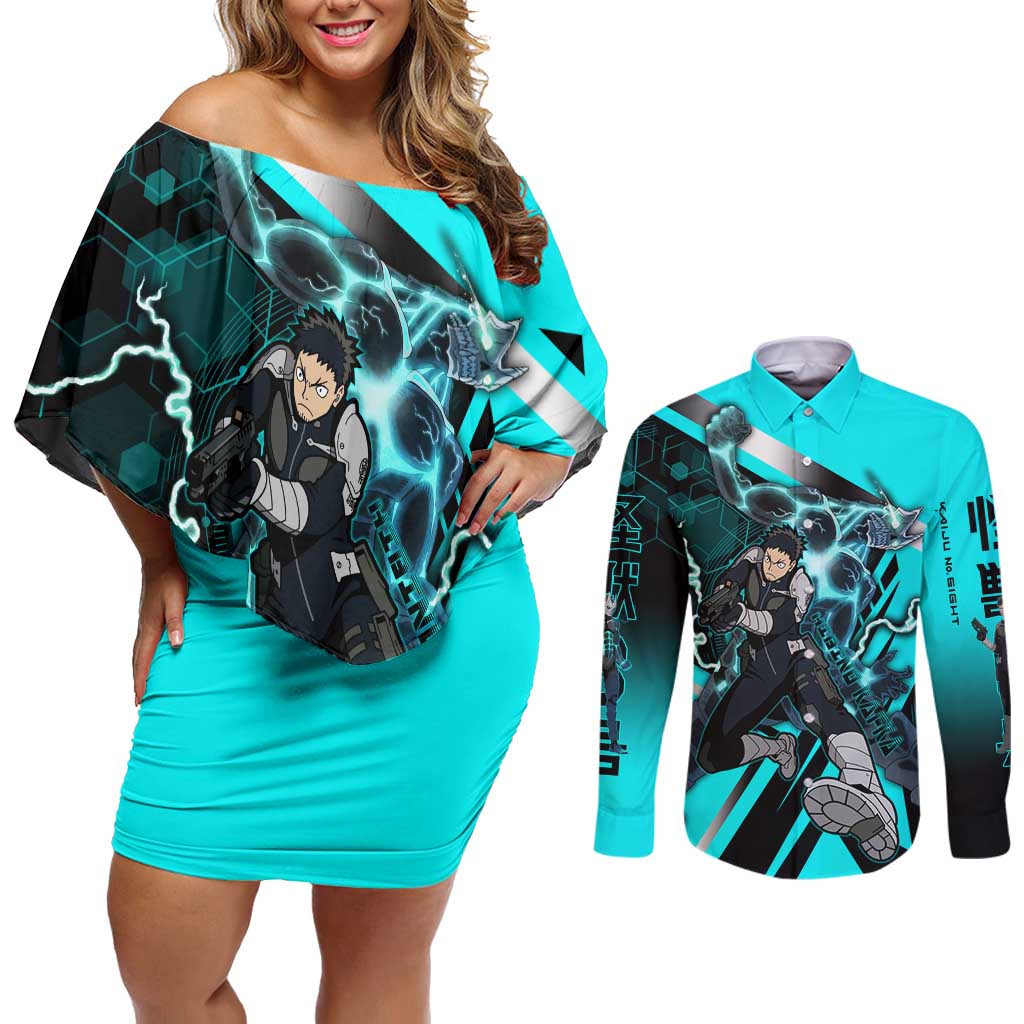 Hibino Kafka Couples Matching Off Shoulder Short Dress and Long Sleeve Button Shirt Futuristic Tech Anime Style