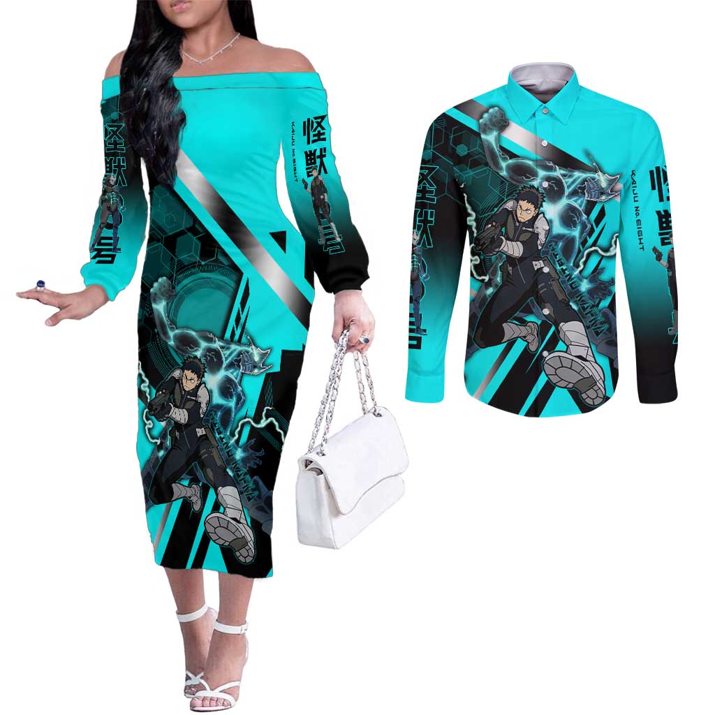 Hibino Kafka Couples Matching Off The Shoulder Long Sleeve Dress and Long Sleeve Button Shirt Futuristic Tech Anime Style