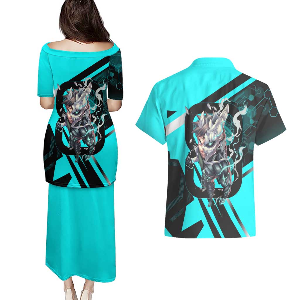 Hibino Kafka Couples Matching Puletasi and Hawaiian Shirt Futuristic Tech Anime Style