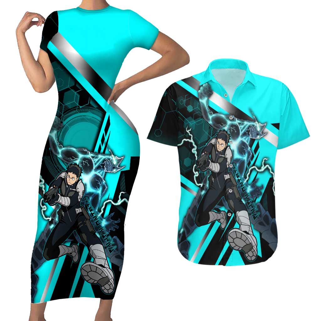 Hibino Kafka Couples Matching Short Sleeve Bodycon Dress and Hawaiian Shirt Futuristic Tech Anime Style