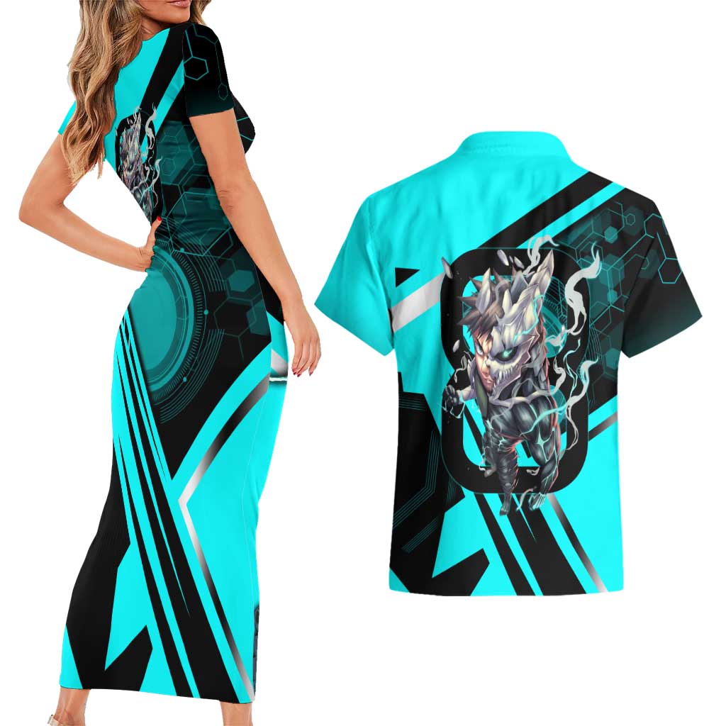 Hibino Kafka Couples Matching Short Sleeve Bodycon Dress and Hawaiian Shirt Futuristic Tech Anime Style