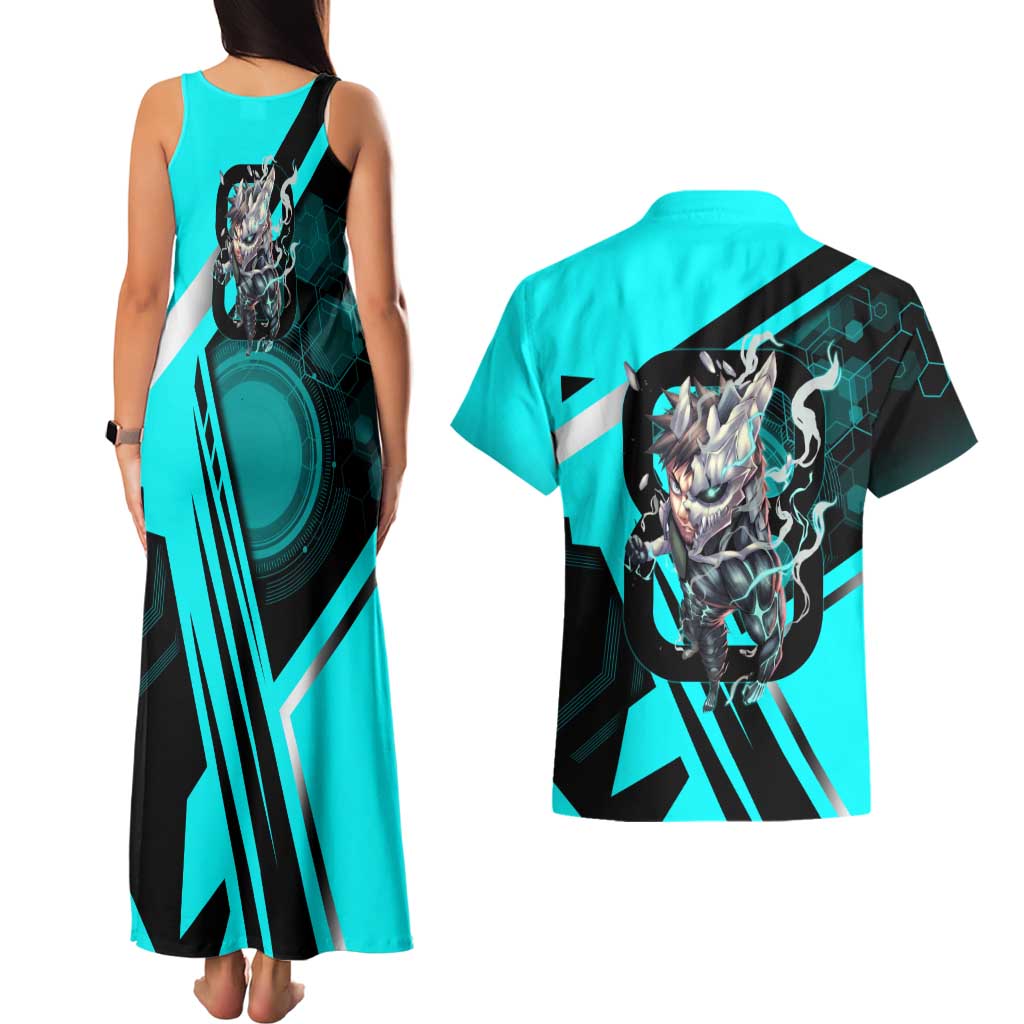 Hibino Kafka Couples Matching Tank Maxi Dress and Hawaiian Shirt Futuristic Tech Anime Style