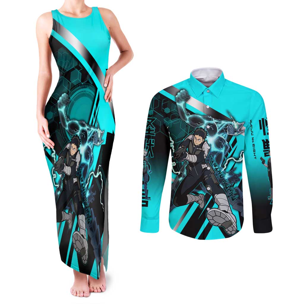 Hibino Kafka Couples Matching Tank Maxi Dress and Long Sleeve Button Shirt Futuristic Tech Anime Style