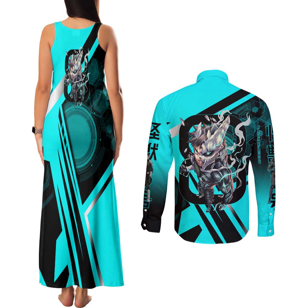 Hibino Kafka Couples Matching Tank Maxi Dress and Long Sleeve Button Shirt Futuristic Tech Anime Style