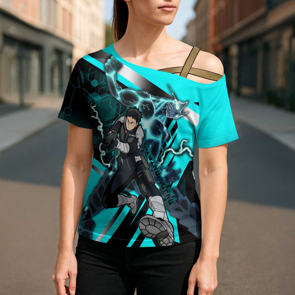 Hibino Kafka Cross Shoulder Shirt Futuristic Tech Anime Style