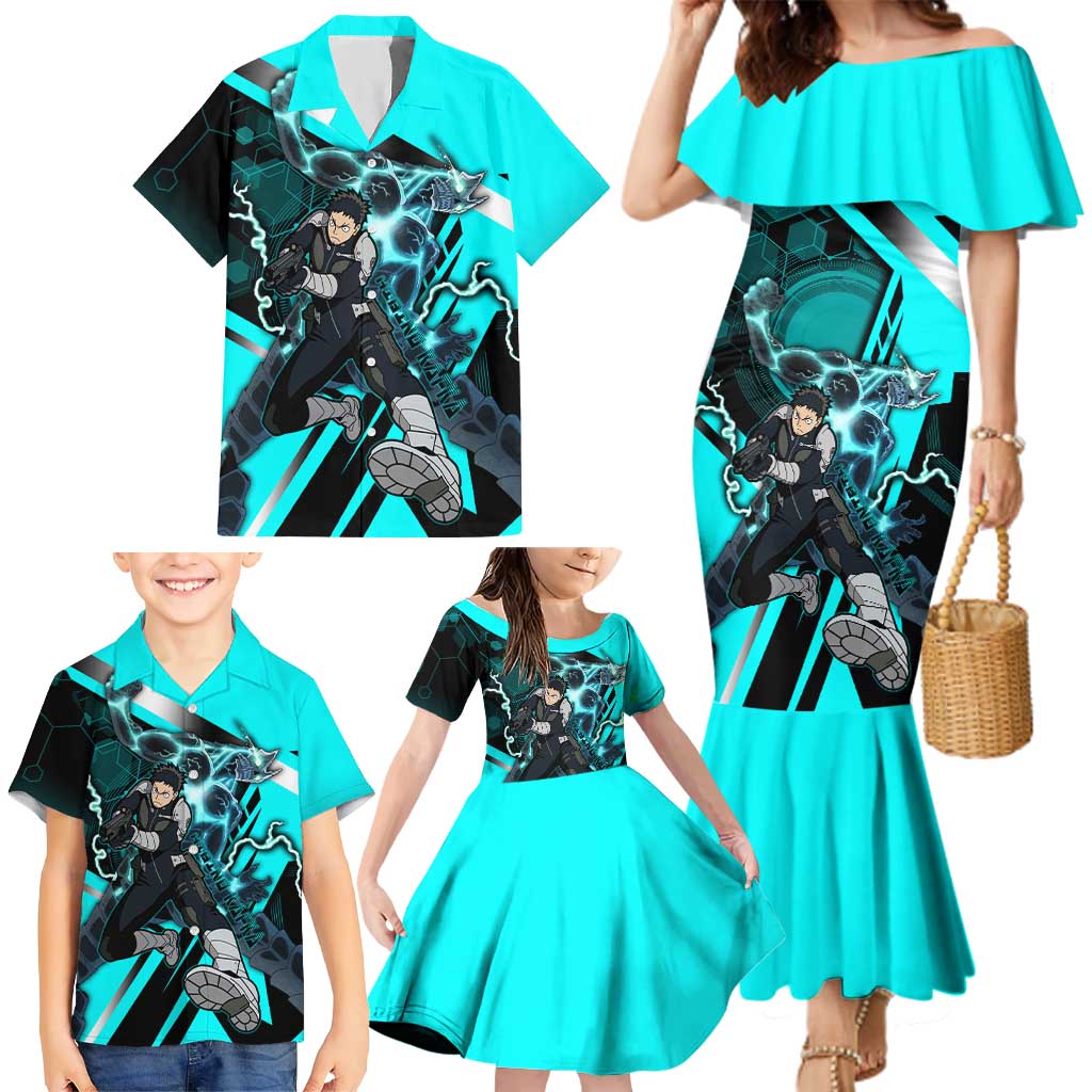 Hibino Kafka Family Matching Mermaid Dress and Hawaiian Shirt Futuristic Tech Anime Style