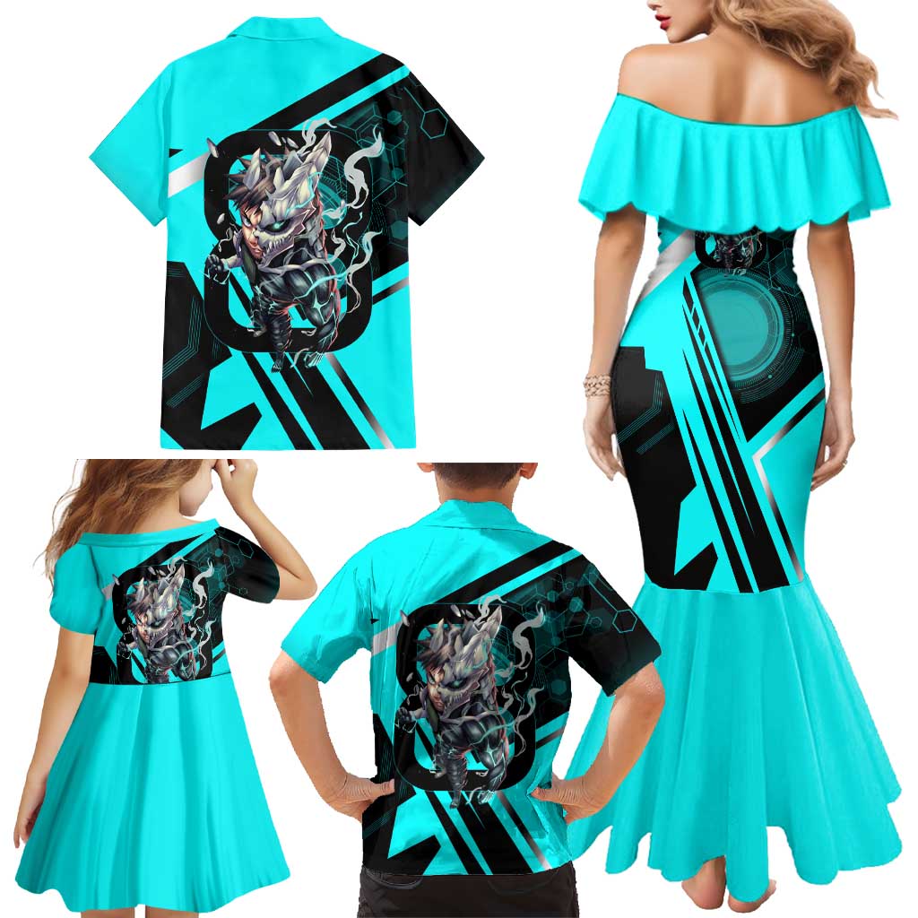 Hibino Kafka Family Matching Mermaid Dress and Hawaiian Shirt Futuristic Tech Anime Style