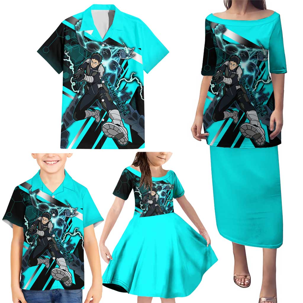 Hibino Kafka Family Matching Puletasi and Hawaiian Shirt Futuristic Tech Anime Style