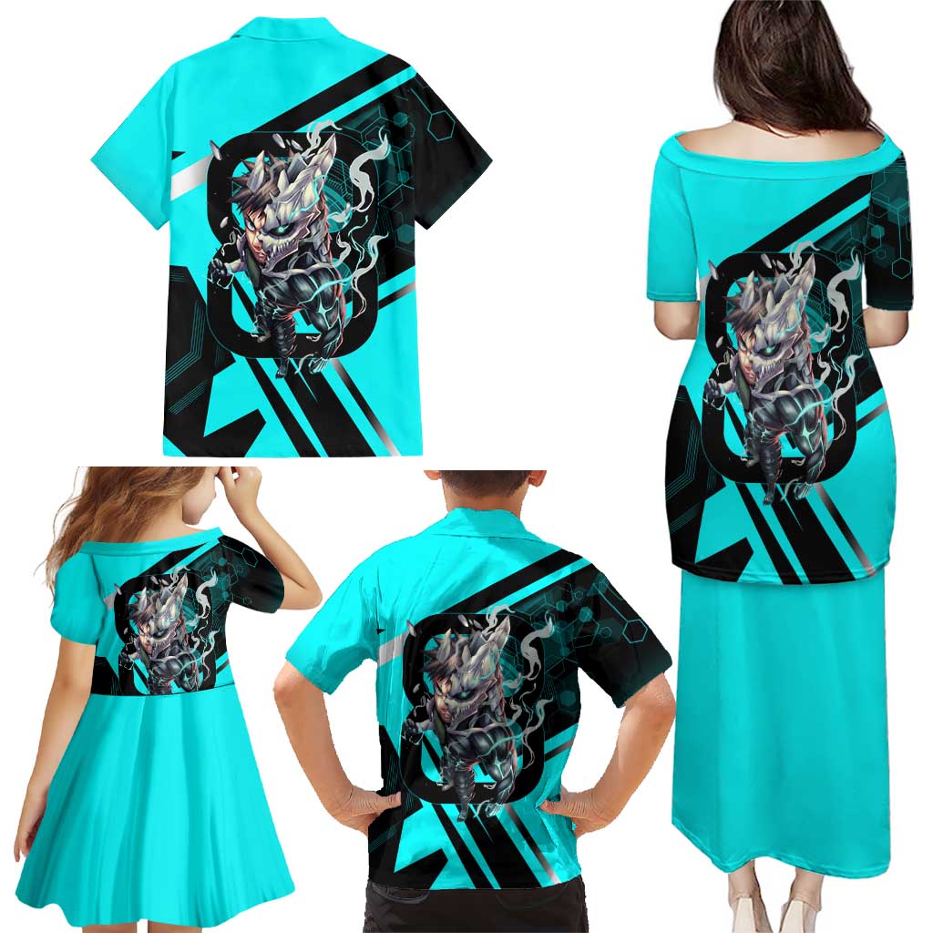 Hibino Kafka Family Matching Puletasi and Hawaiian Shirt Futuristic Tech Anime Style