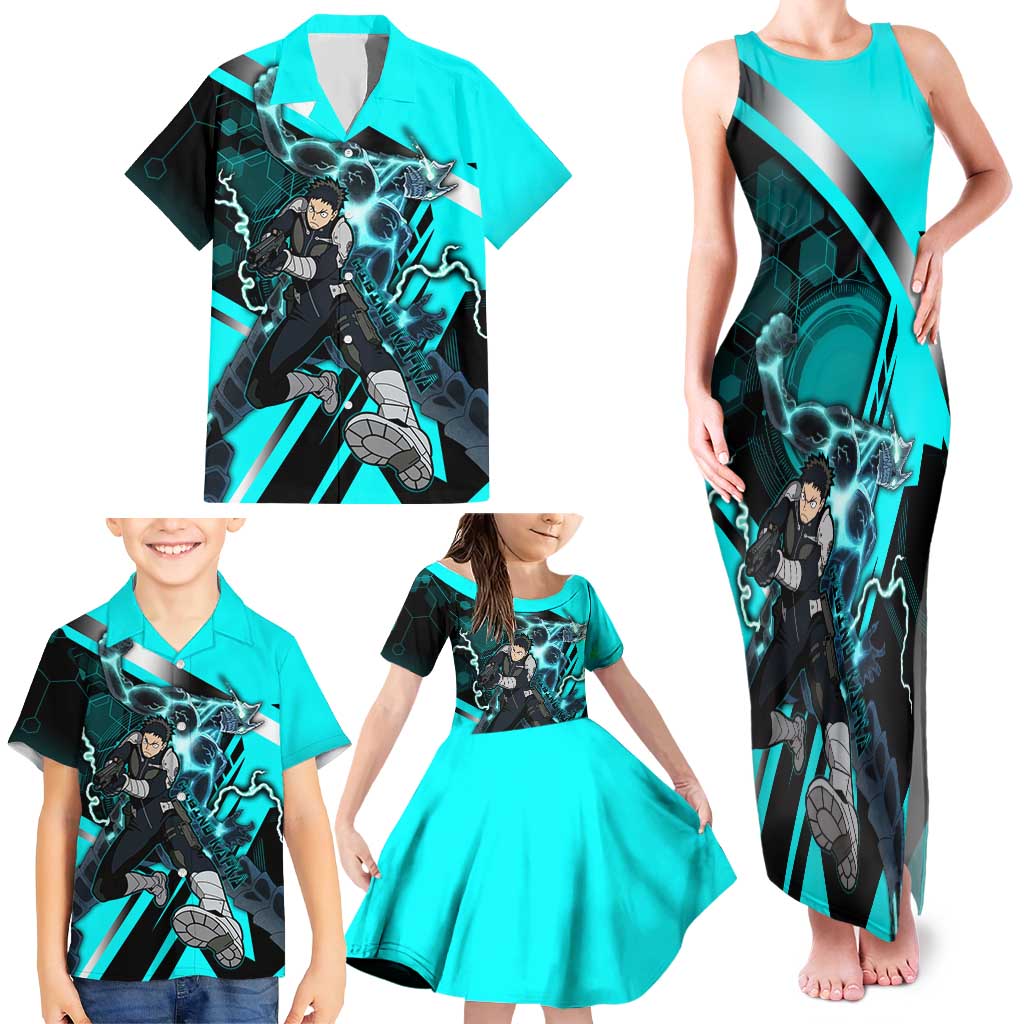 Hibino Kafka Family Matching Tank Maxi Dress and Hawaiian Shirt Futuristic Tech Anime Style